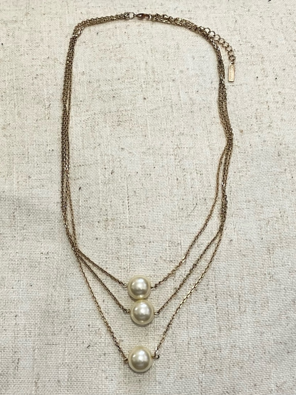 Vintage Glam Layered Chain Necklace With Faux Pearls